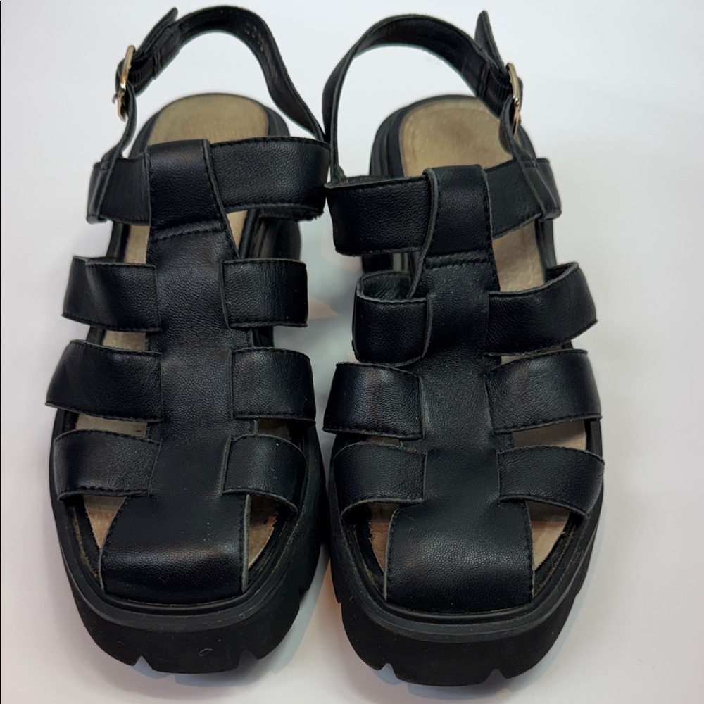 Gladiator Leather Black Sandals Size 38
